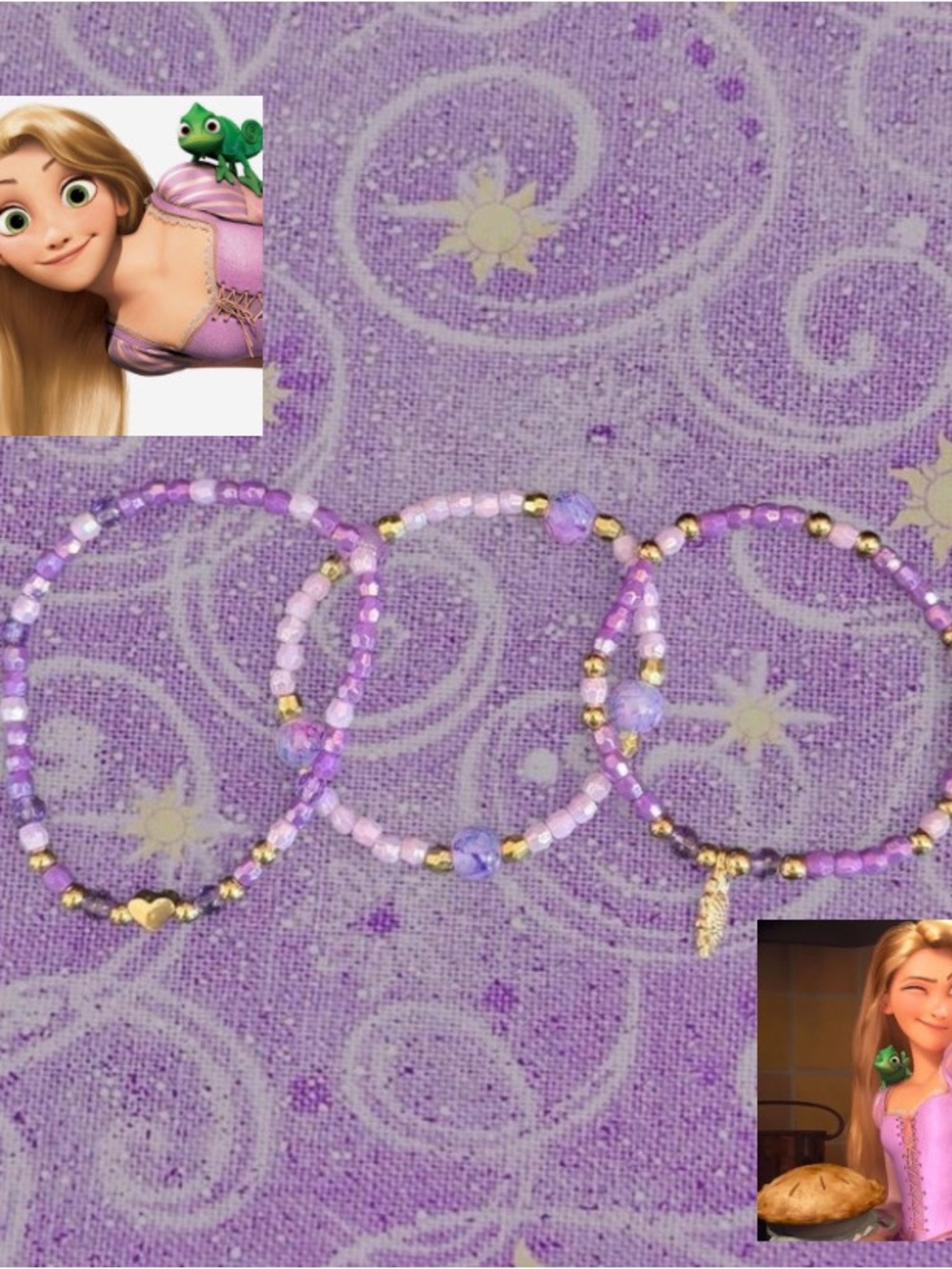 Disney Purple Beaded Bracelet Set - Rapunzel Inspired